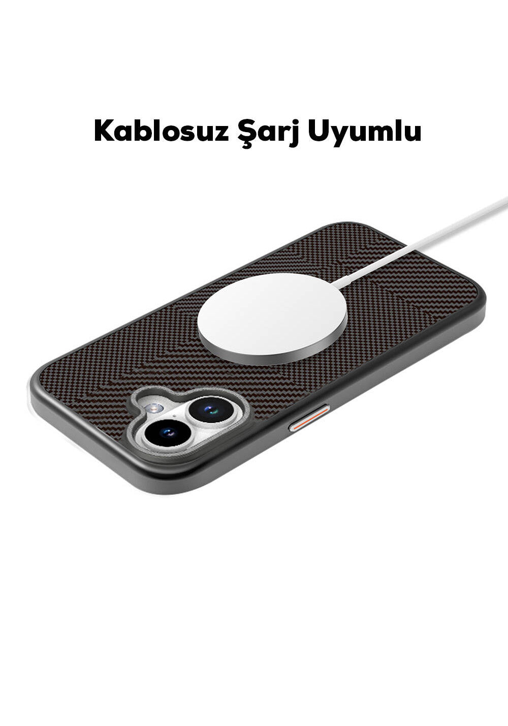 Apple iPhone 16 Kılıf Manyetik Şarj Uyumlu Karbon Fiber Desenli Mutural Montage Kapak