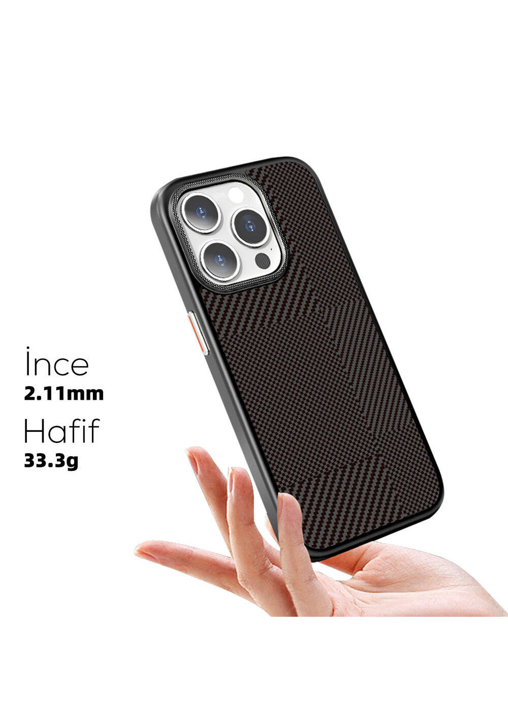 Apple iPhone 16 Pro Max Kılıf Manyetik Şarj Uyumlu Karbon Fiber Desenli Mutural Montage Kapak