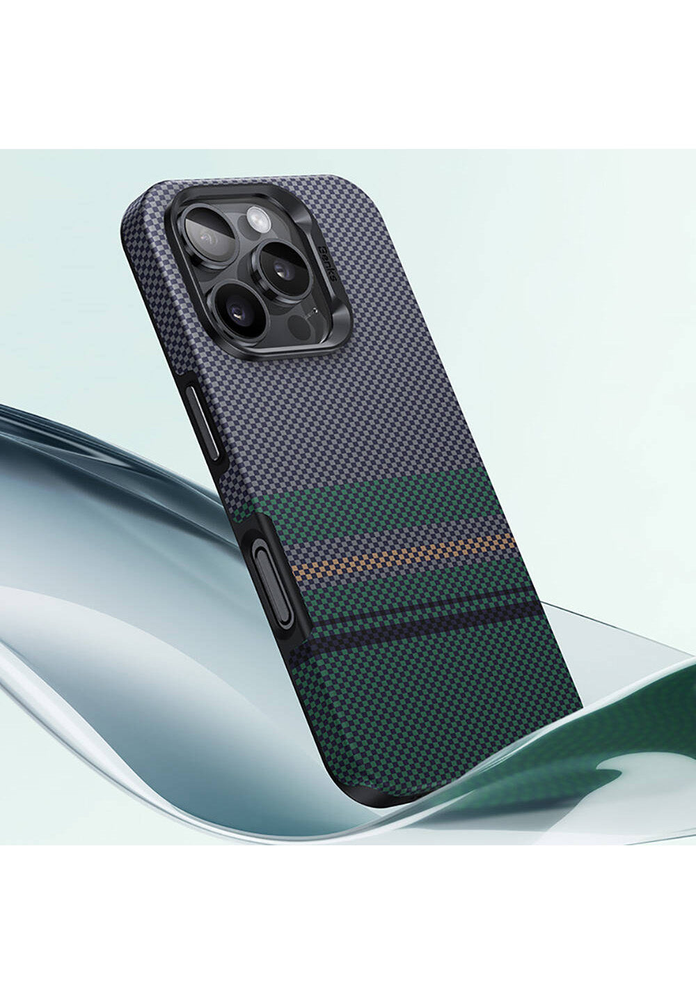 Apple iPhone 16 Pro Kılıf Manyetik Şarj Uyumlu Karbon Fiber Tasarımlı Benks Aurora ArmorPro Kevlar Kapak
