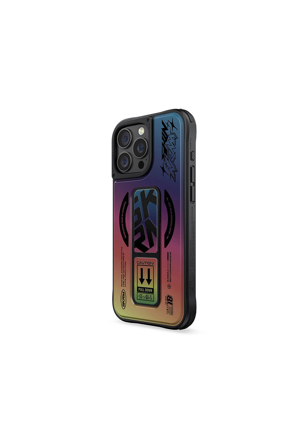 Apple iPhone 16 Pro Max Kılıf Manyetik Şarj Uyumlu Holografik Tasarımlı Standlı Deri Görünümlü Skinarma Kira Kobai Kapak