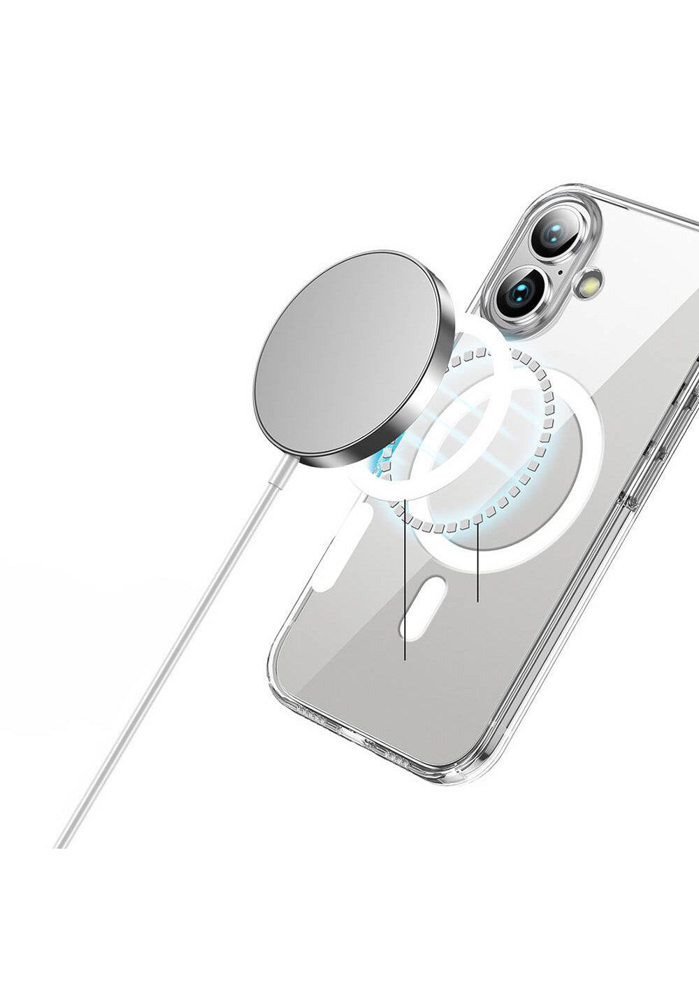 Apple iPhone 16 Plus Kılıf Manyetik Şarj Uyumlu Transparan Sert PC Wlons Pita Kapak