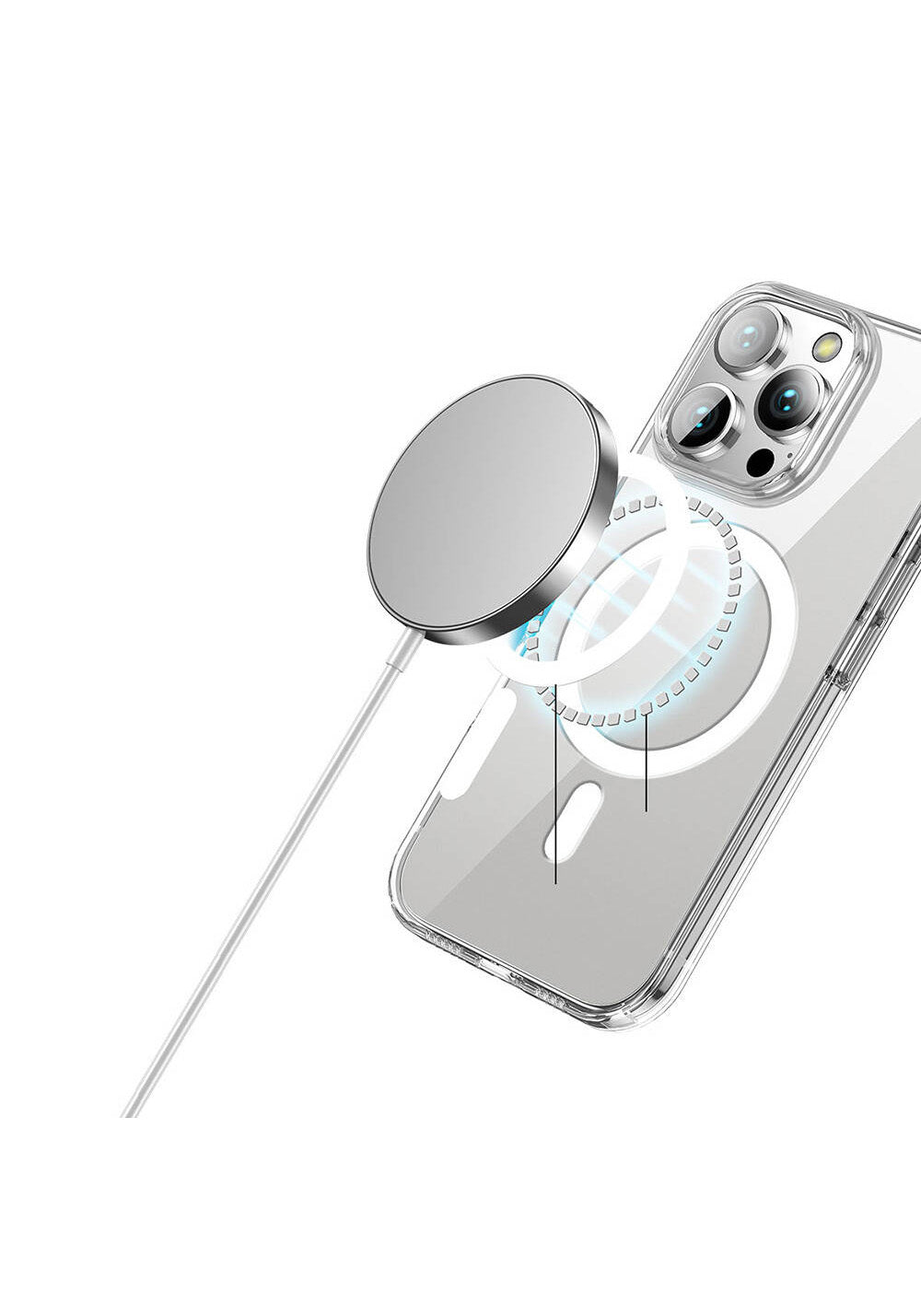 Apple iPhone 16 Pro Kılıf Manyetik Şarj Uyumlu Transparan Sert PC Wlons Pita Kapak