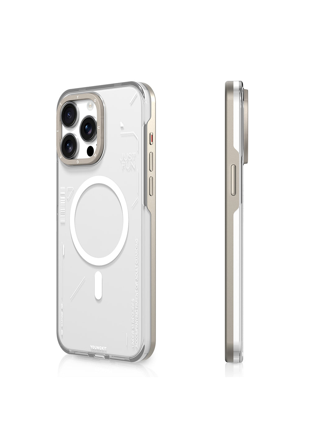 Apple iPhone 16 Pro Max Kılıf Manyetik Şarj Uyumlu Çıkarılabilir Arka Yüzeyli Youngkit Mecha Kapak