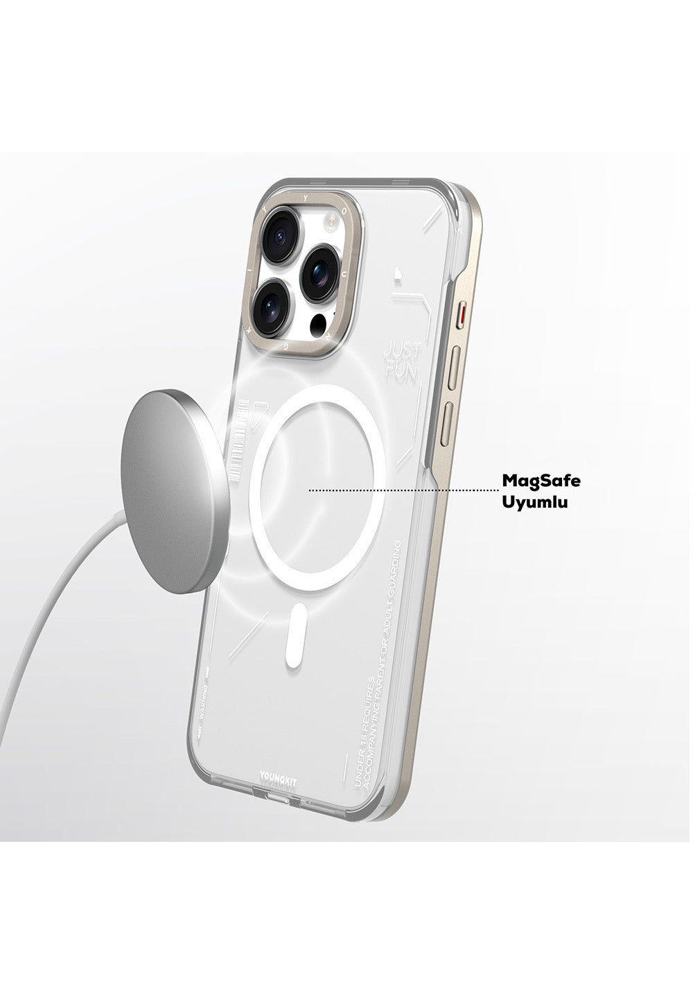 Apple iPhone 16 Pro Max Kılıf Manyetik Şarj Uyumlu Çıkarılabilir Arka Yüzeyli Youngkit Mecha Kapak