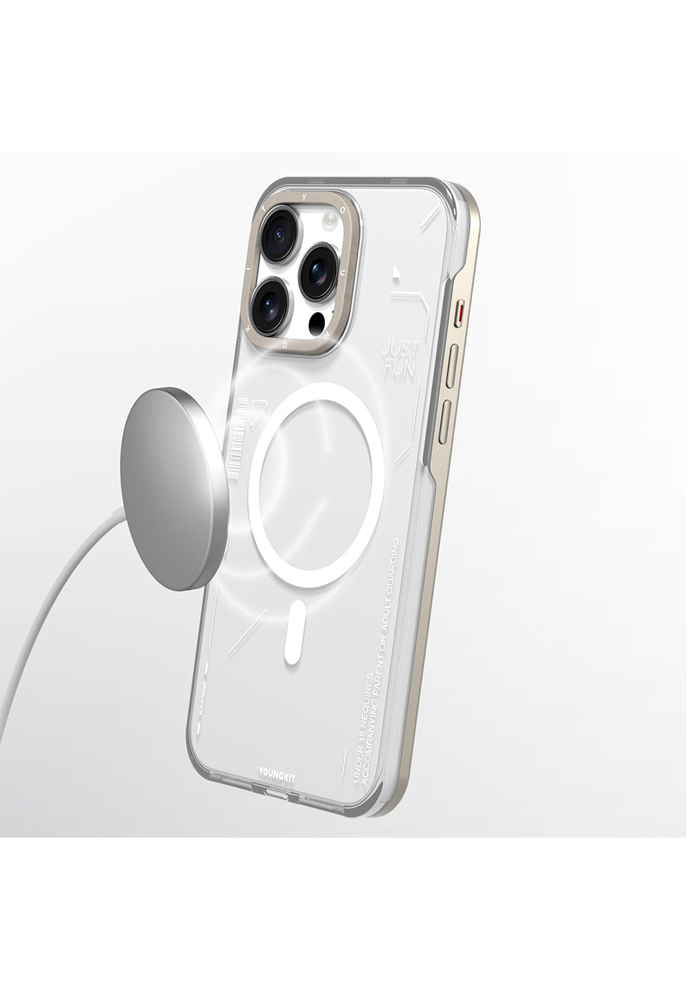 Apple iPhone 16 Pro Max Kılıf Manyetik Şarj Uyumlu Çıkarılabilir Arka Yüzeyli Youngkit Mecha Kapak