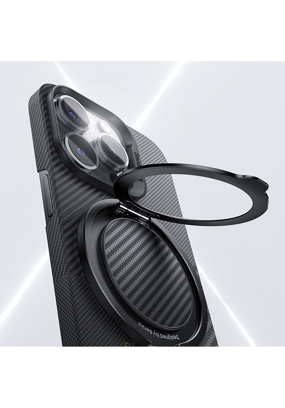 Benks Magnetik Özellikli 360 Derece Dönebilen Karbon Fiber Tasarımlı 600D Parmak Ring Stand