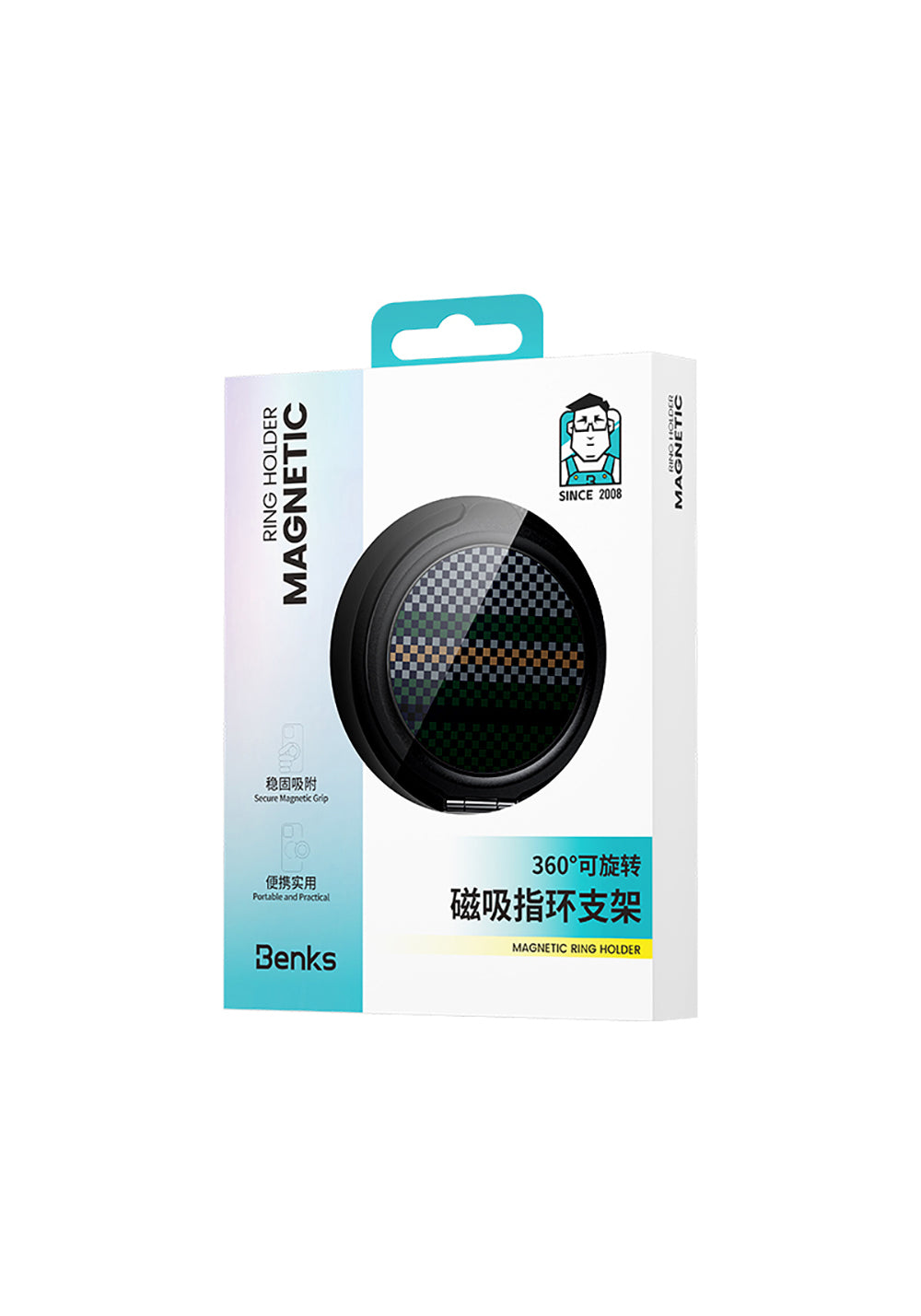 Benks Magnetik Özellikli 360 Derece Dönebilen Aurora Green Kevlar Tasarımlı Parmak Ring Stand
