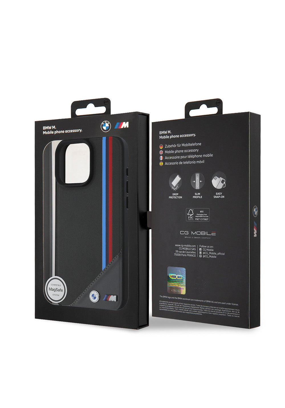 Apple iPhone 16 Plus Kılıf BMW Orijinal Lisanslı Manyetik Şarj Uyumlu M Logolu Üç Çizgili Dikiş Detaylı Meshed Tricolor Stripes Kapak