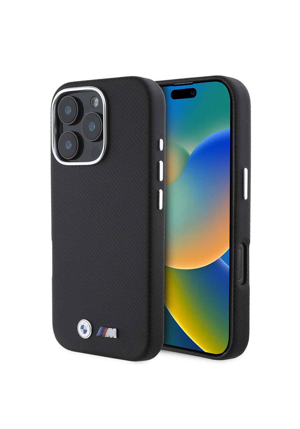 Apple iPhone 16 Pro Max Kılıf BMW Orijinal Lisanslı Tam Sarılmış Karbon Tasarımlı Metal Logo Suni Deri Kapak