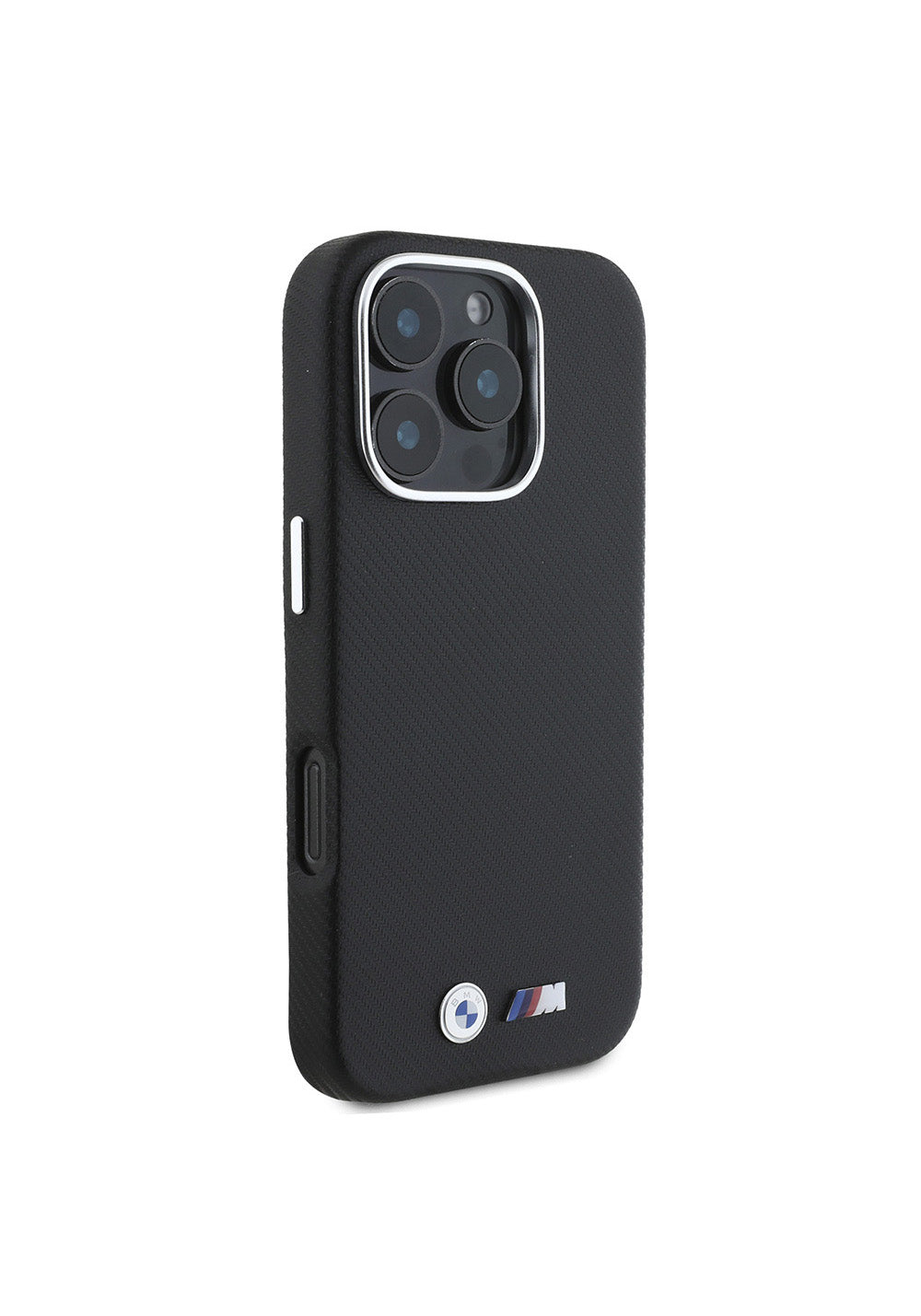 Apple iPhone 16 Pro Max Kılıf BMW Orijinal Lisanslı Tam Sarılmış Karbon Tasarımlı Metal Logo Suni Deri Kapak