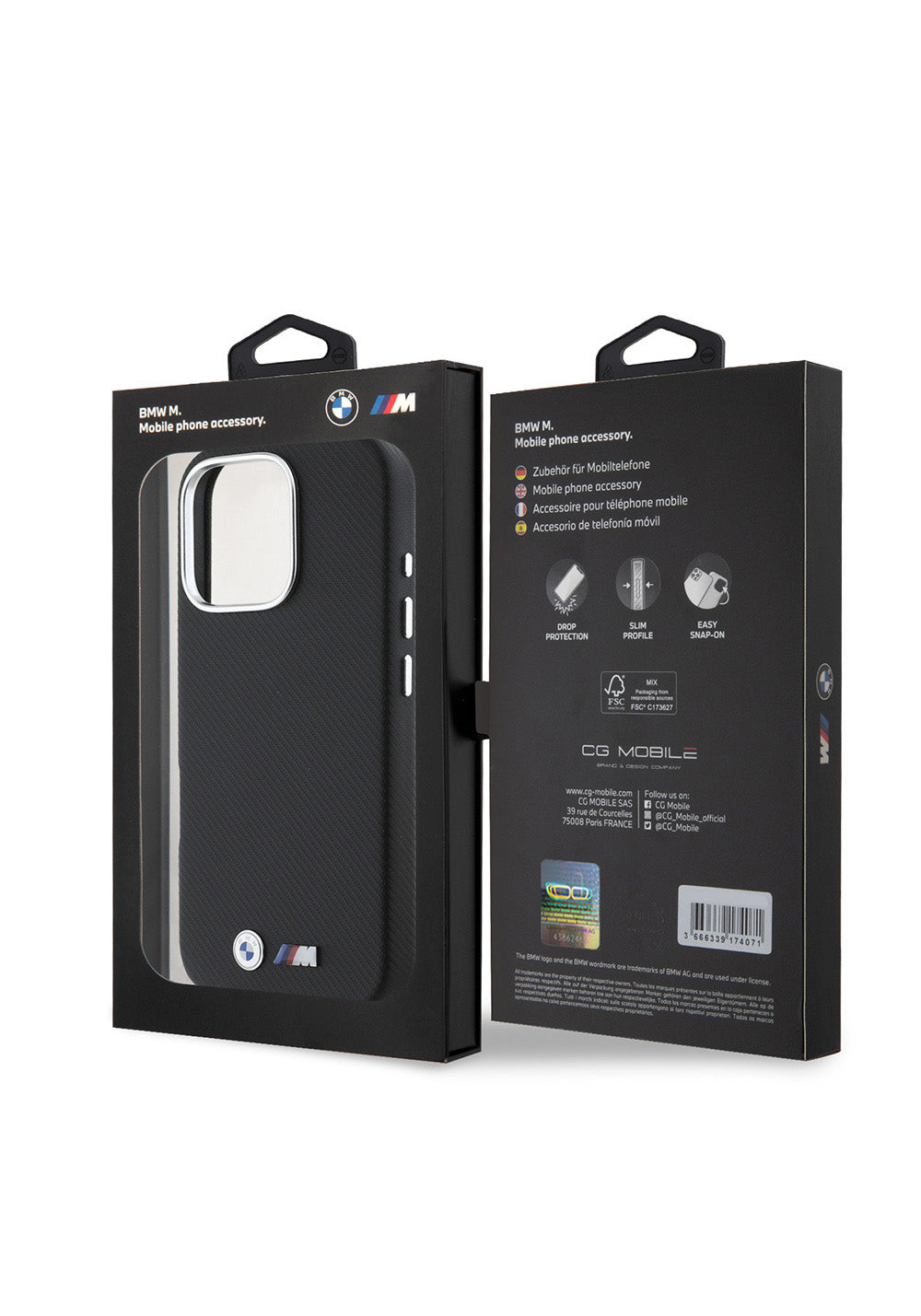 Apple iPhone 16 Pro Max Kılıf BMW Orijinal Lisanslı Tam Sarılmış Karbon Tasarımlı Metal Logo Suni Deri Kapak