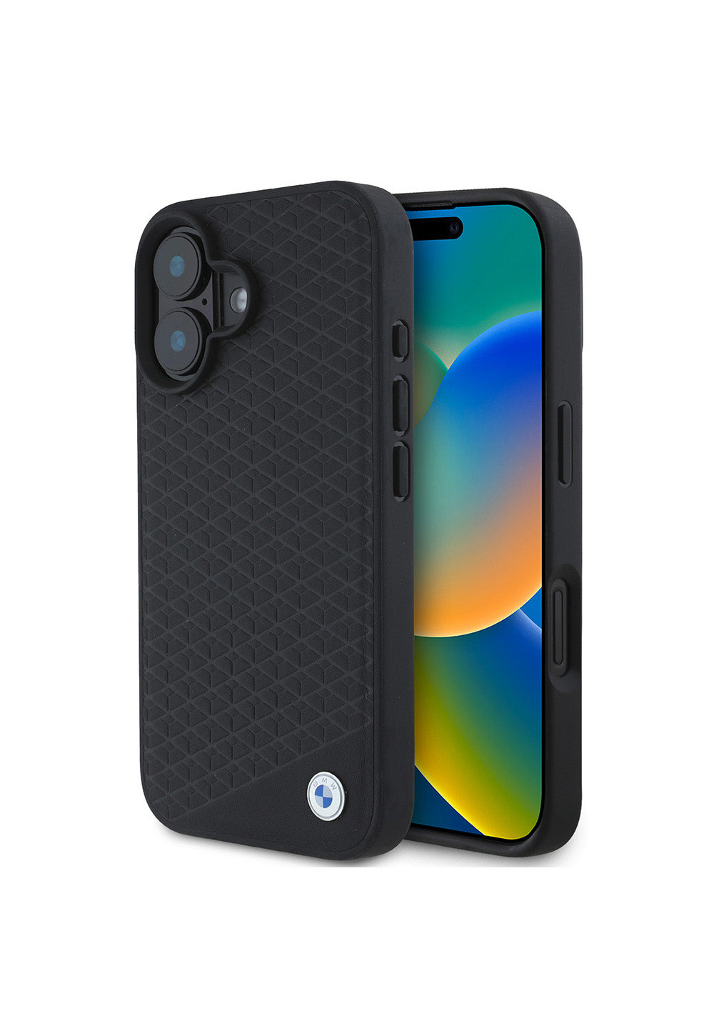Apple iPhone 16 Kılıf BMW Orijinal Lisanslı Manyetik Şarj Uyumlu Metal Logolu Dokulu Diamond Deri Kapak