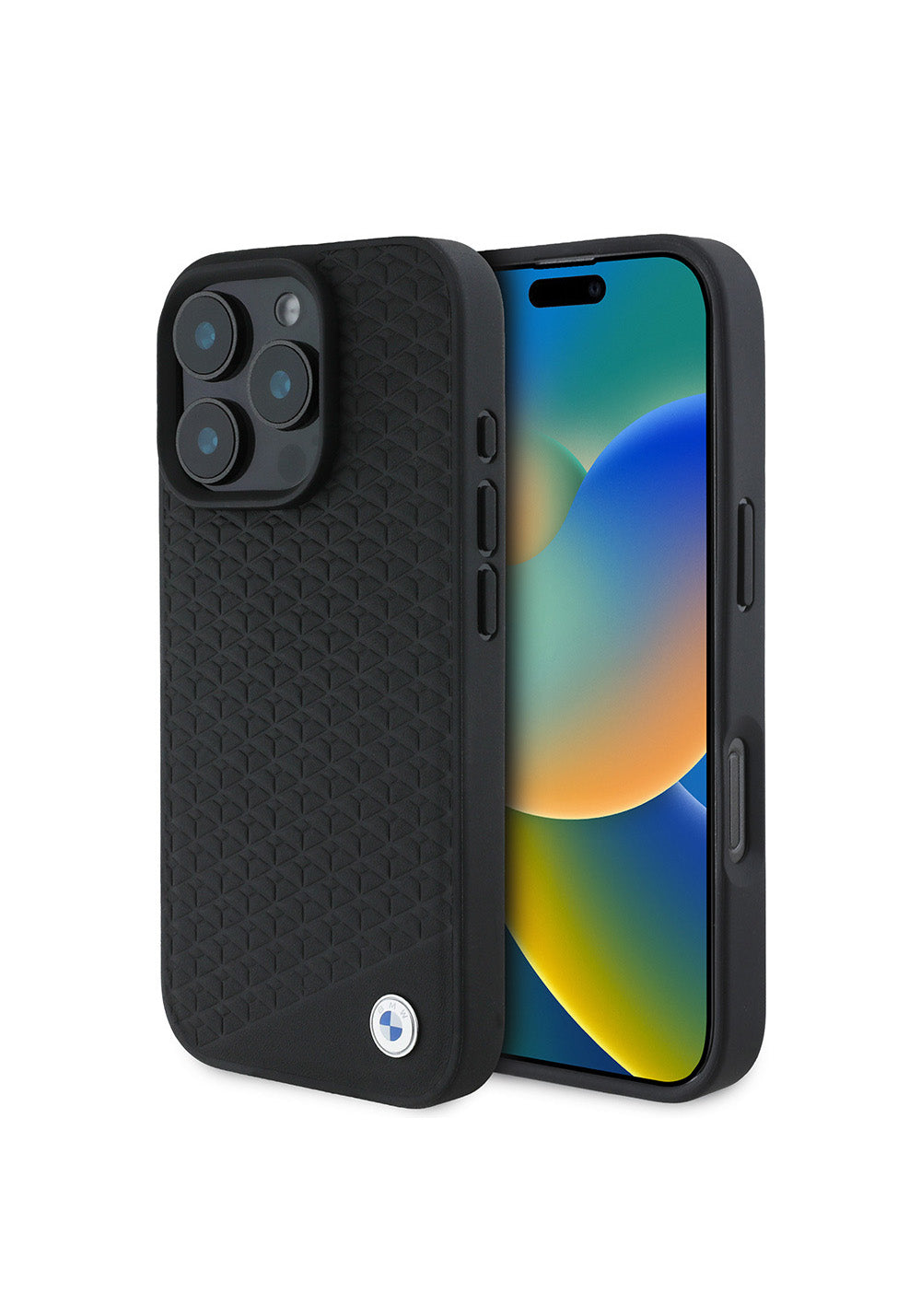 Apple iPhone 16 Pro Max Kılıf BMW Orijinal Lisanslı Manyetik Şarj Uyumlu Metal Logolu Dokulu Diamond Deri Kapak