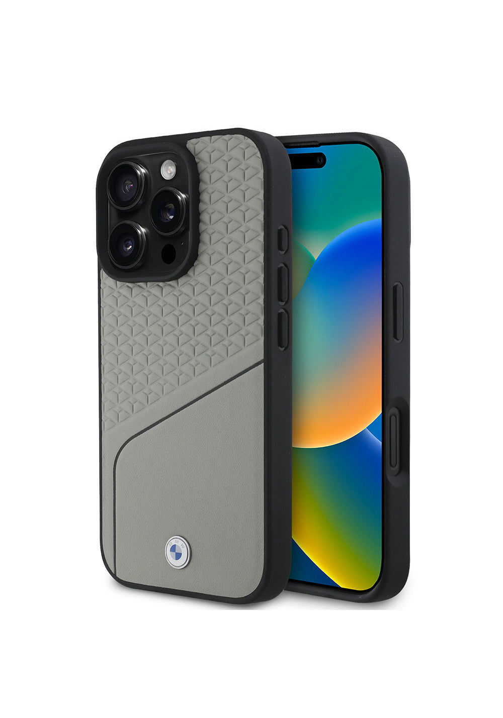 Apple iPhone 16 Pro Max Kılıf BMW Orijinal Lisanslı Manyetik Şarj Uyumlu Metal Logolu Dokulu ve Çizgili Deri Kapak