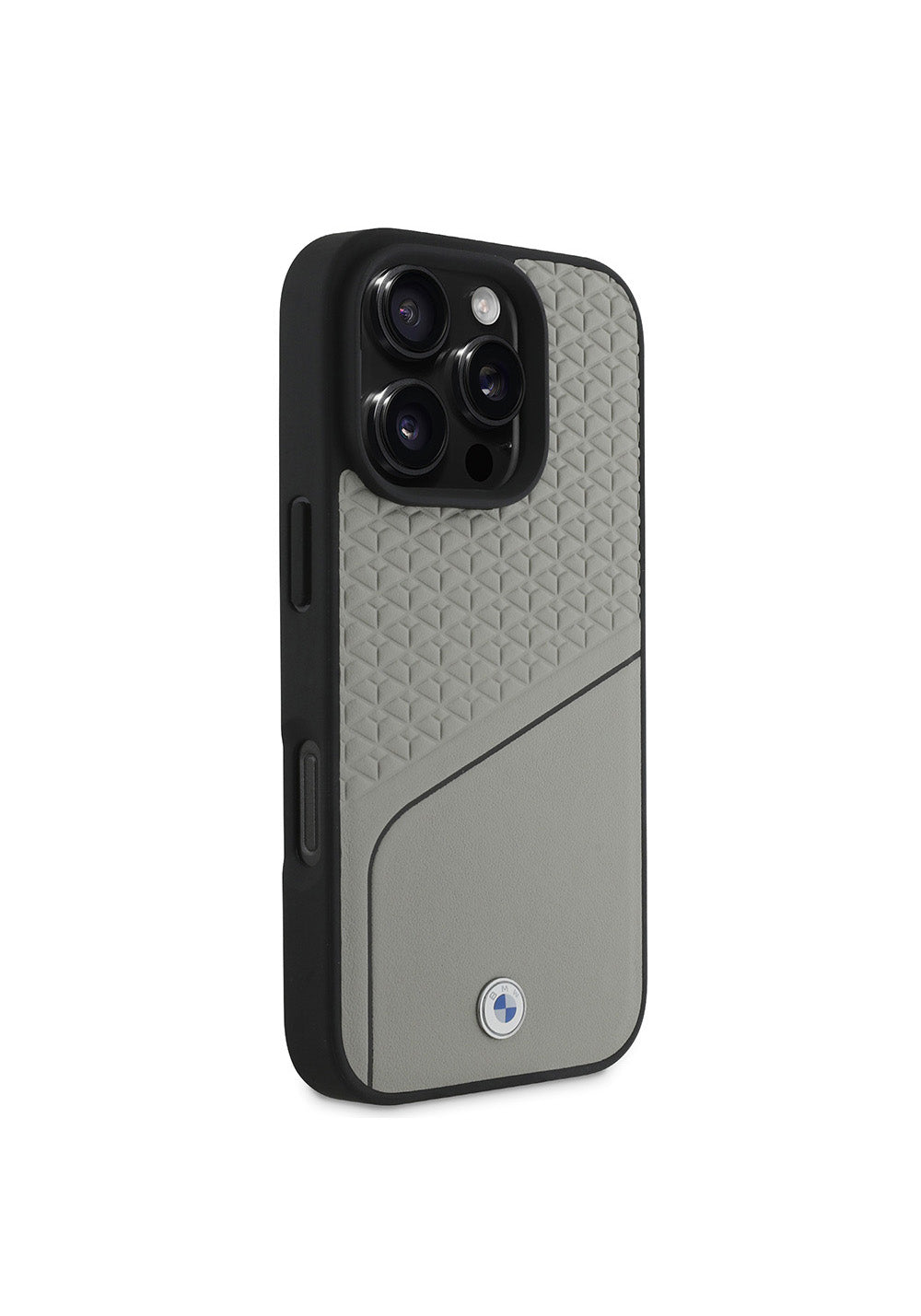 Apple iPhone 16 Pro Max Kılıf BMW Orijinal Lisanslı Manyetik Şarj Uyumlu Metal Logolu Dokulu ve Çizgili Deri Kapak