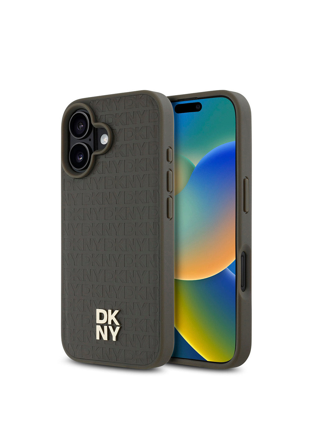Apple iPhone 16 Kılıf DKNY Orijinal Lisanslı Manyetik Şarj Uyumlu 3D Yazılı Repeat Pattern Kapak