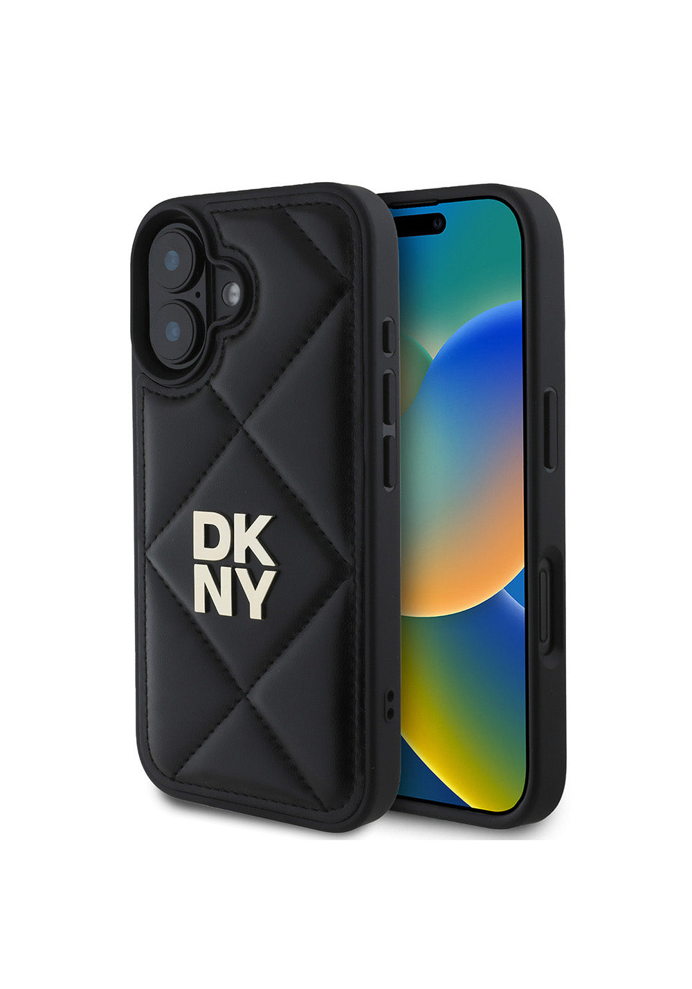 Apple iPhone 16 Kılıf DKNY Orijinal Lisanslı Kapitone Tasarımlı Metal Logolu Deri Kapak