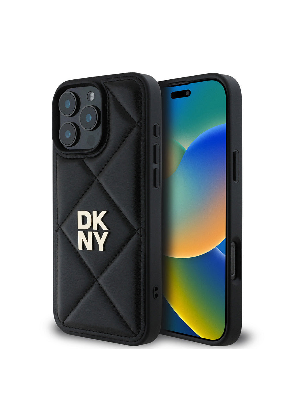 Apple iPhone 16 Pro Kılıf DKNY Orijinal Lisanslı Kapitone Tasarımlı Metal Logolu Deri Kapak