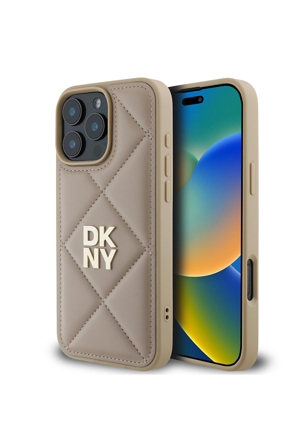 Apple iPhone 16 Pro Kılıf DKNY Orijinal Lisanslı Kapitone Tasarımlı Metal Logolu Deri Kapak