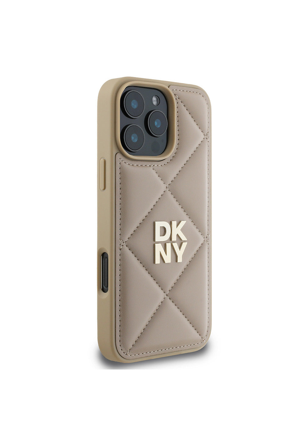 Apple iPhone 16 Pro Kılıf DKNY Orijinal Lisanslı Kapitone Tasarımlı Metal Logolu Deri Kapak