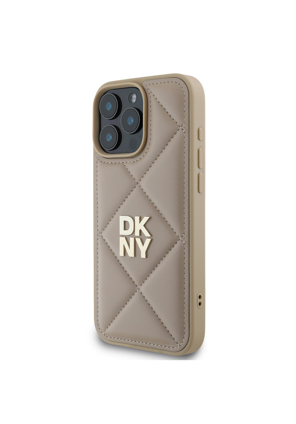 Apple iPhone 16 Pro Kılıf DKNY Orijinal Lisanslı Kapitone Tasarımlı Metal Logolu Deri Kapak