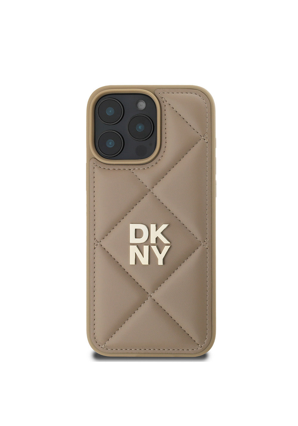 Apple iPhone 16 Pro Max Kılıf DKNY Orijinal Lisanslı Kapitone Tasarımlı Metal Logolu Deri Kapak
