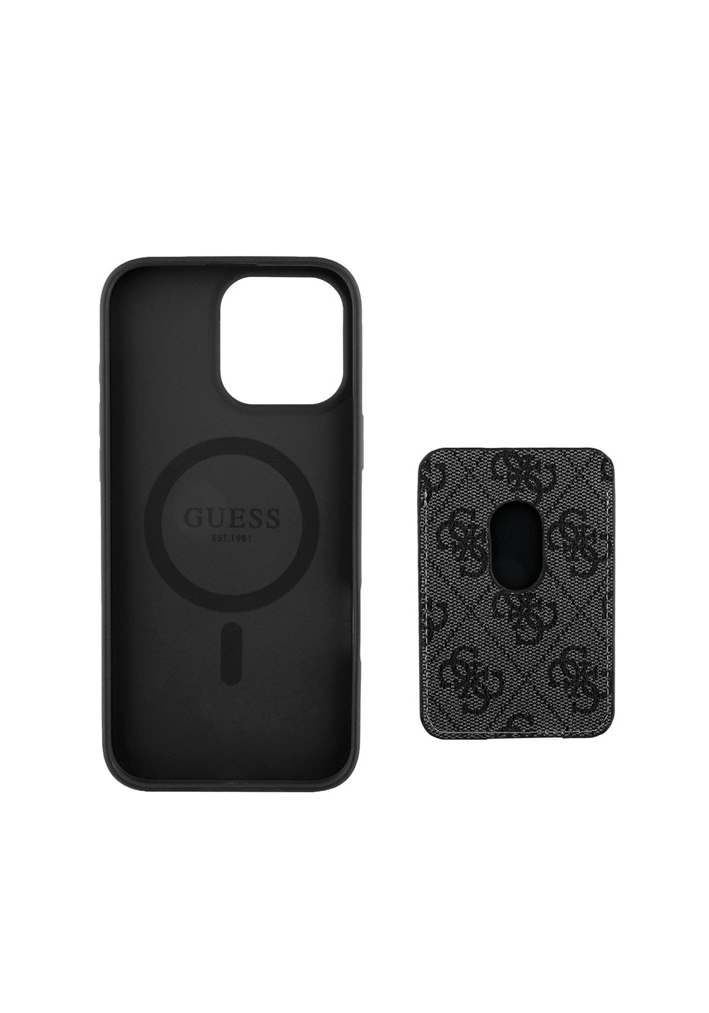 Apple iPhone 16 Pro Kılıf Guess Orijinal Lisanslı Manyetik Şarj Uyumlu 4G Desenli Çizgili Kartlıklı Kapak