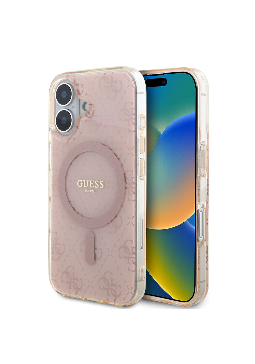 Apple iPhone 16 Kılıf Guess Orijinal Lisanslı Manyetik Şarj Uyumlu IML Baskılı Klasik Logolu 4G Desenli Kapak