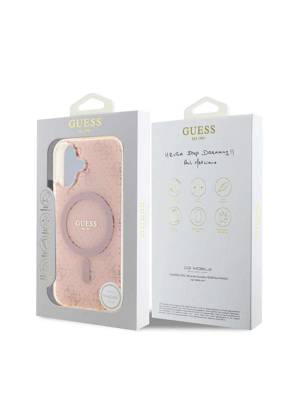 Apple iPhone 16 Kılıf Guess Orijinal Lisanslı Manyetik Şarj Uyumlu IML Baskılı Klasik Logolu 4G Desenli Kapak