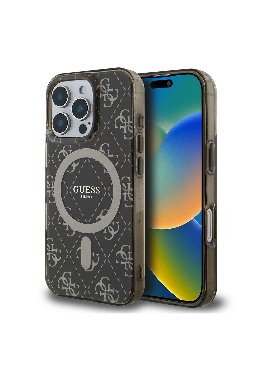 Apple iPhone 16 Pro Kılıf Guess Orijinal Lisanslı Manyetik Şarj Uyumlu IML Baskılı Klasik Logolu 4G Desenli Kapak
