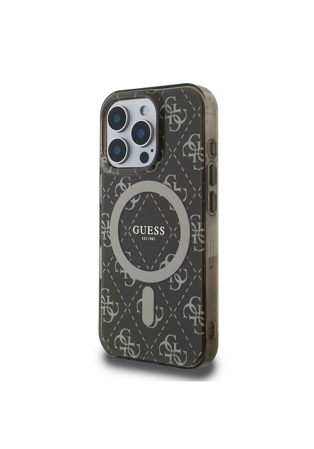 Apple iPhone 16 Pro Kılıf Guess Orijinal Lisanslı Manyetik Şarj Uyumlu IML Baskılı Klasik Logolu 4G Desenli Kapak