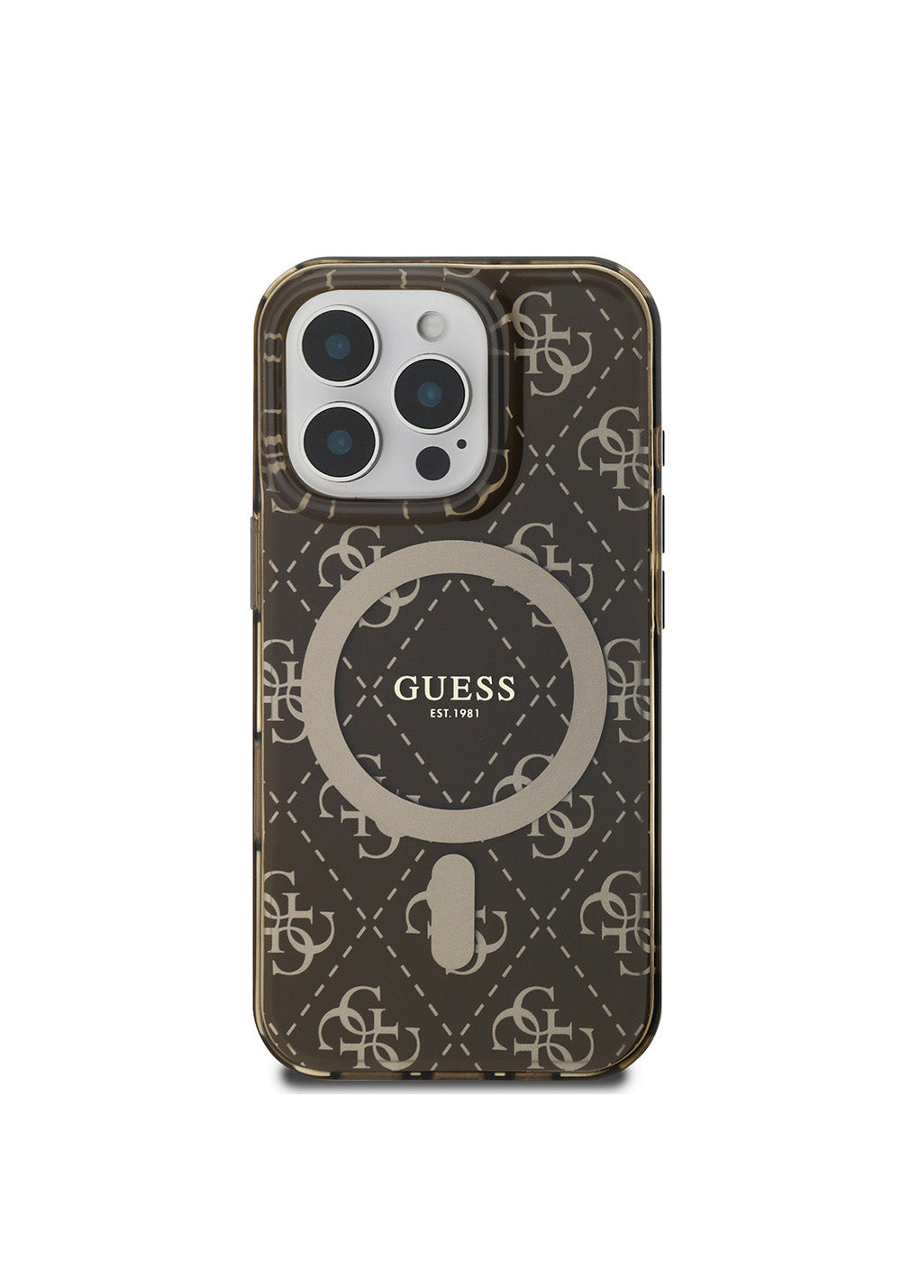 Apple iPhone 16 Pro Kılıf Guess Orijinal Lisanslı Manyetik Şarj Uyumlu IML Baskılı Klasik Logolu 4G Desenli Kapak