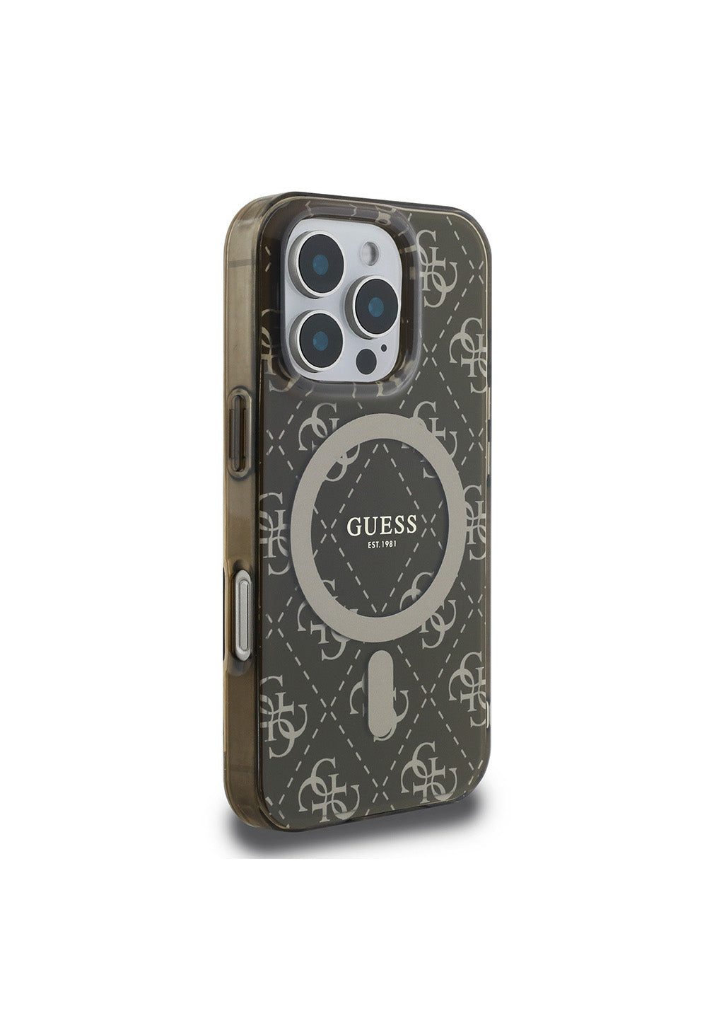 Apple iPhone 16 Pro Kılıf Guess Orijinal Lisanslı Manyetik Şarj Uyumlu IML Baskılı Klasik Logolu 4G Desenli Kapak