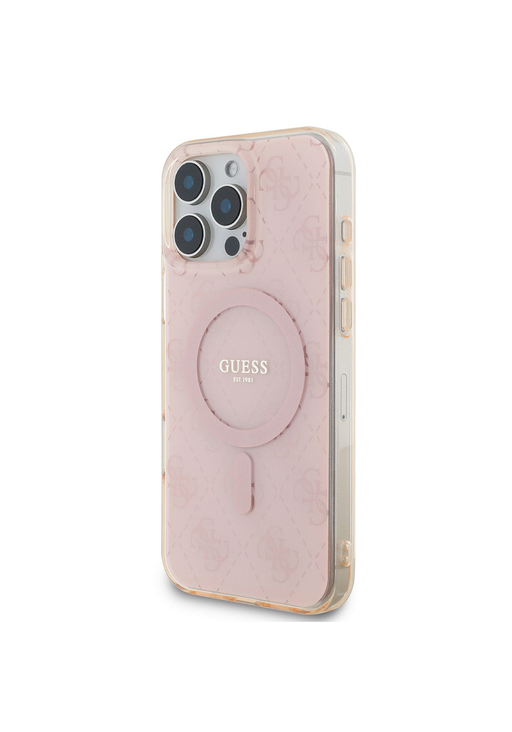 Apple iPhone 16 Pro Kılıf Guess Orijinal Lisanslı Manyetik Şarj Uyumlu IML Baskılı Klasik Logolu 4G Desenli Kapak
