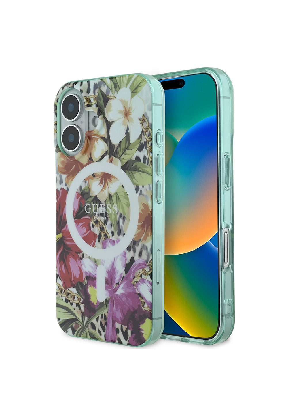 Apple iPhone 16 Kılıf Guess Orijinal Lisanslı Manyetik Şarj Uyumlu IML Baskılı Jungle Ring Kapak