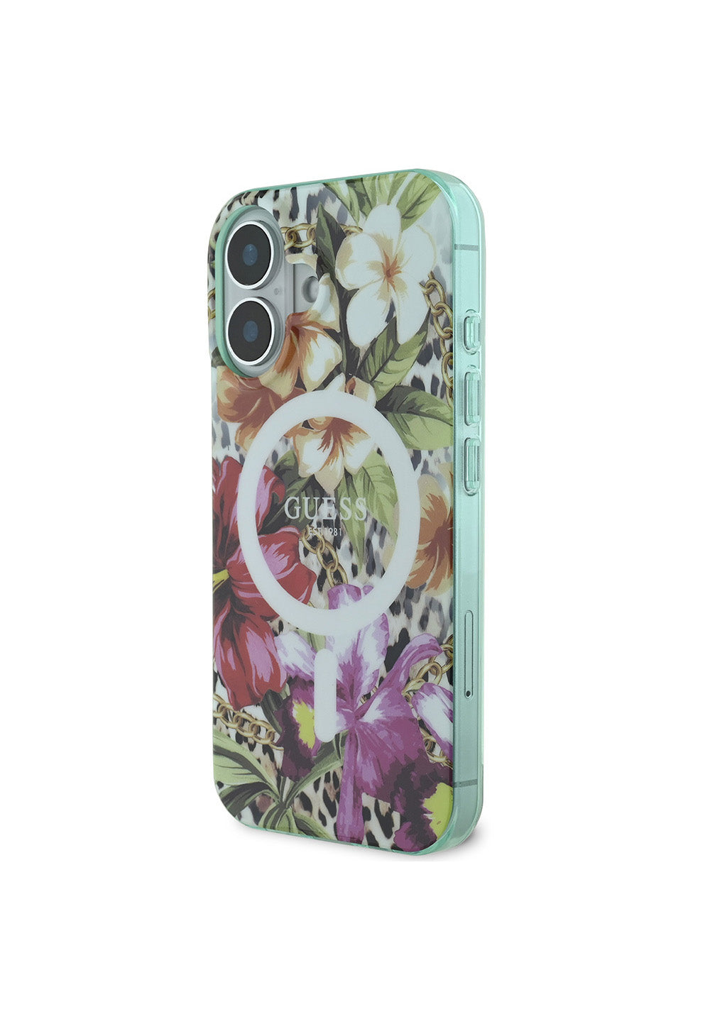 Apple iPhone 16 Kılıf Guess Orijinal Lisanslı Manyetik Şarj Uyumlu IML Baskılı Jungle Ring Kapak