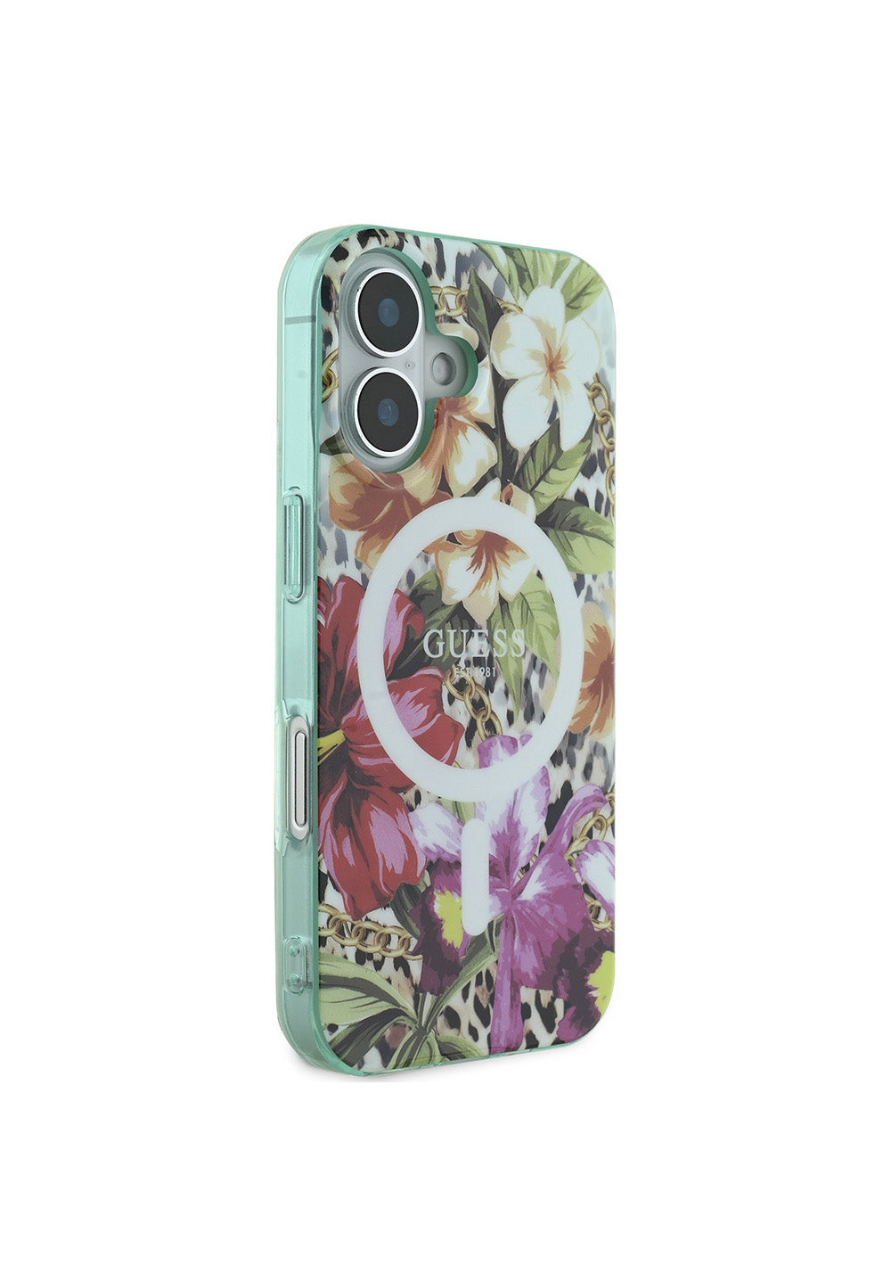 Apple iPhone 16 Kılıf Guess Orijinal Lisanslı Manyetik Şarj Uyumlu IML Baskılı Jungle Ring Kapak
