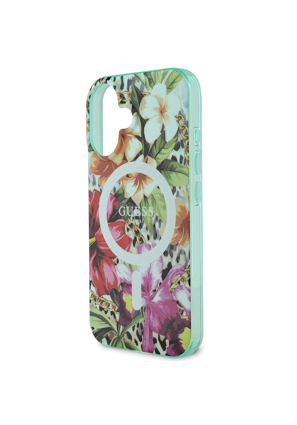 Apple iPhone 16 Kılıf Guess Orijinal Lisanslı Manyetik Şarj Uyumlu IML Baskılı Jungle Ring Kapak