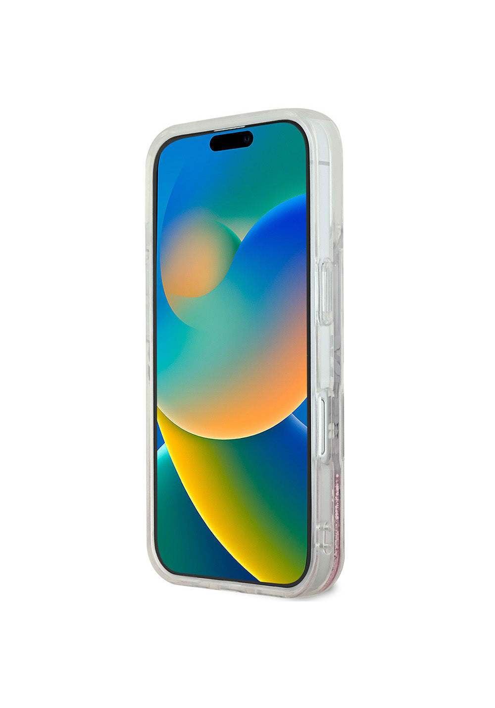 Apple iPhone 16 Plus Kılıf Guess Orijinal Lisanslı Manyetik Şarj Uyumlu Sıvılı Simli Çiçek Desenli Kapak