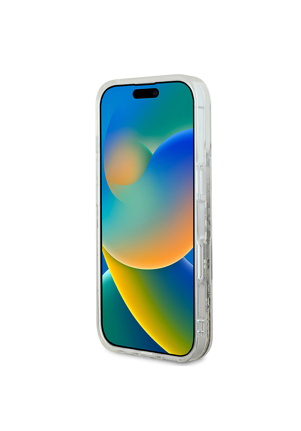 Apple iPhone 16 Plus Kılıf Guess Orijinal Lisanslı Manyetik Şarj Uyumlu Sıvılı Simli Çiçek Desenli Kapak