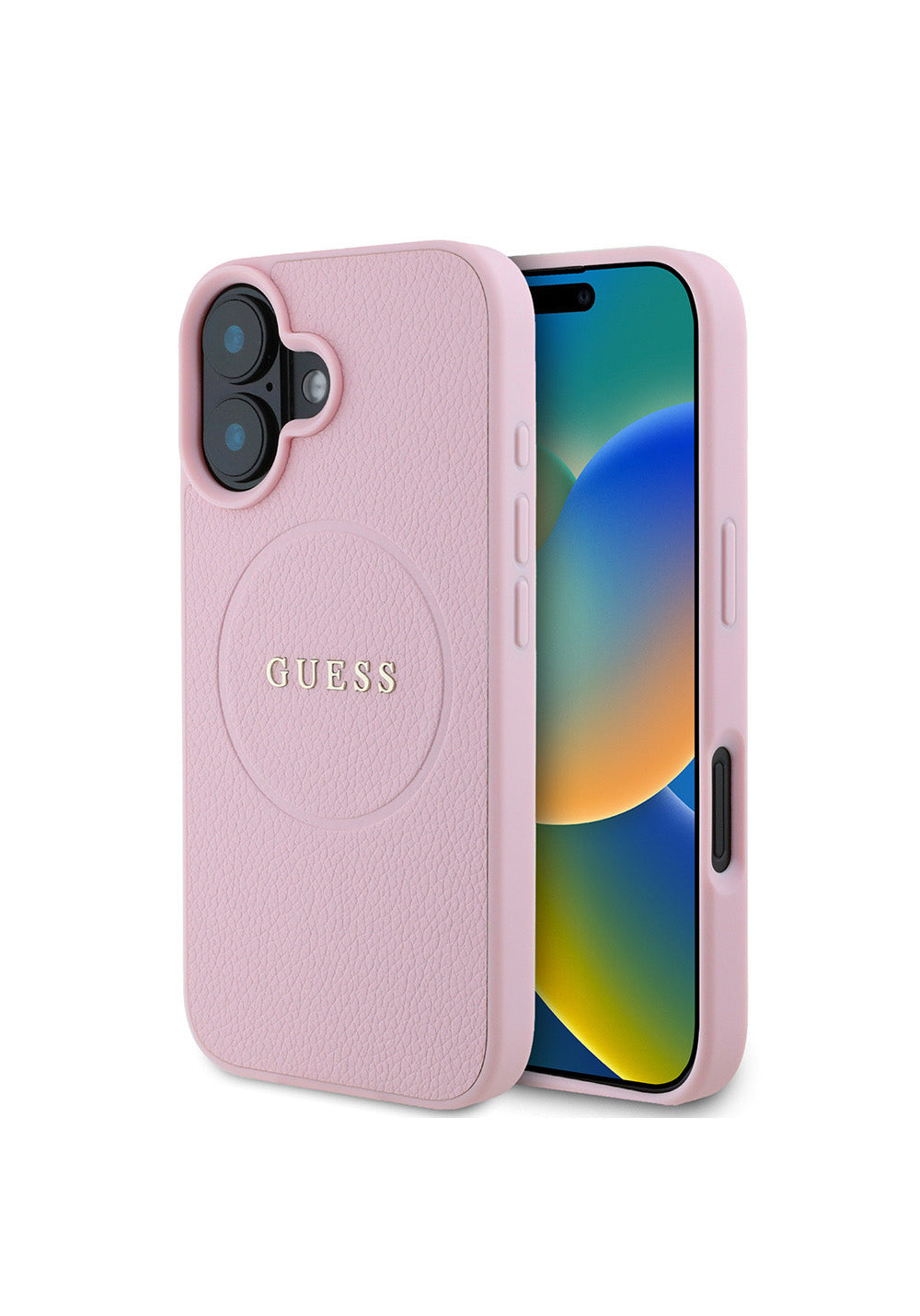 Apple iPhone 16 Kılıf Guess Orijinal Lisanslı Manyetik Şarj Uyumlu Yazı Logolu Grained Kapak