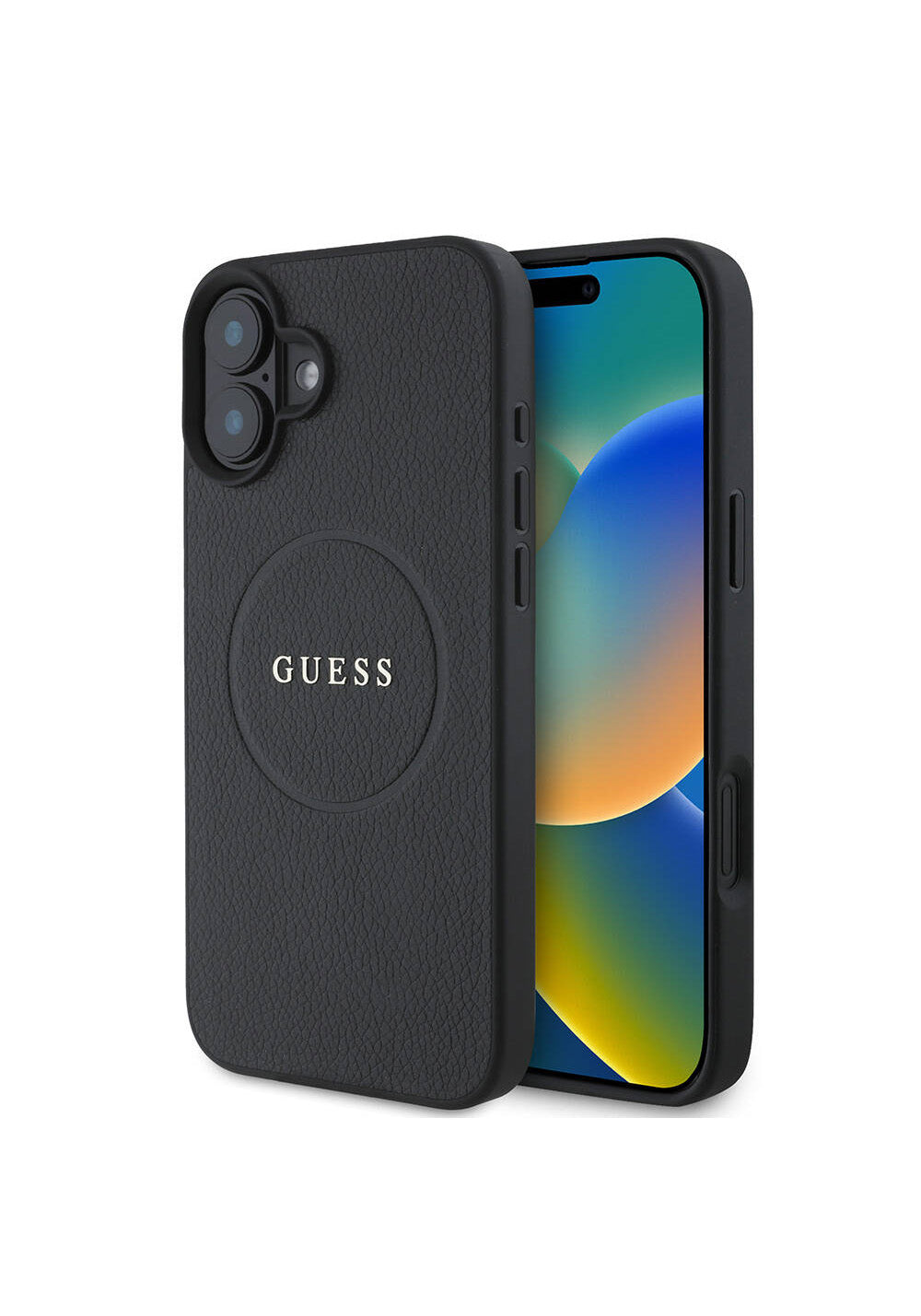 Apple iPhone 16 Kılıf Guess Orijinal Lisanslı Manyetik Şarj Uyumlu Yazı Logolu Grained Kapak