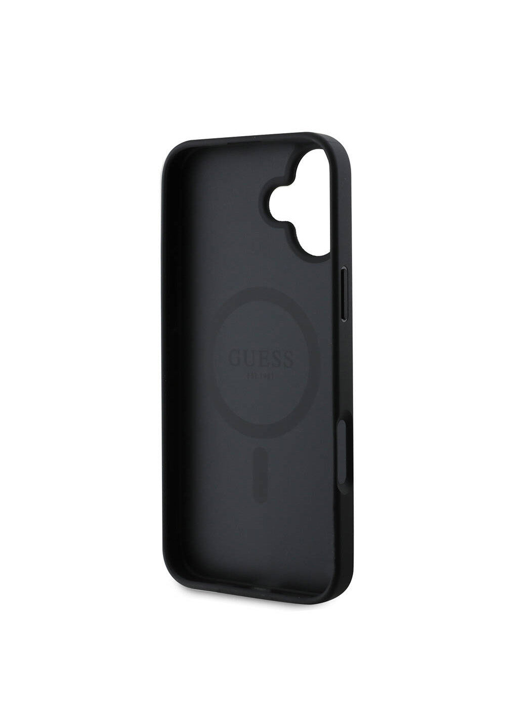 Apple iPhone 16 Kılıf Guess Orijinal Lisanslı Manyetik Şarj Uyumlu Yazı Logolu Grained Kapak