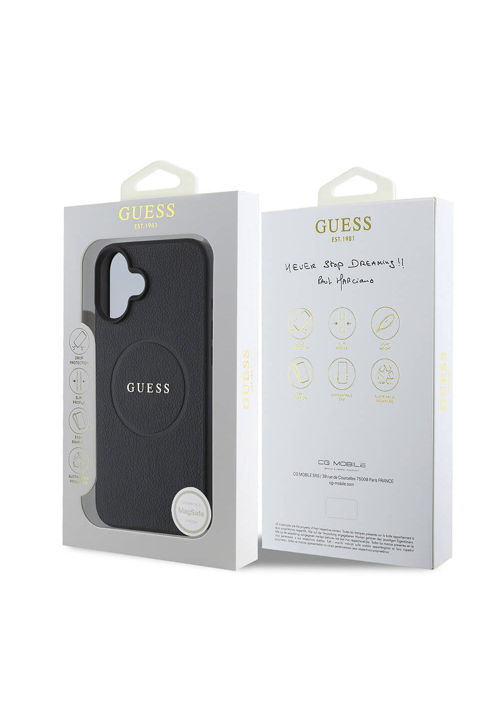 Apple iPhone 16 Kılıf Guess Orijinal Lisanslı Manyetik Şarj Uyumlu Yazı Logolu Grained Kapak
