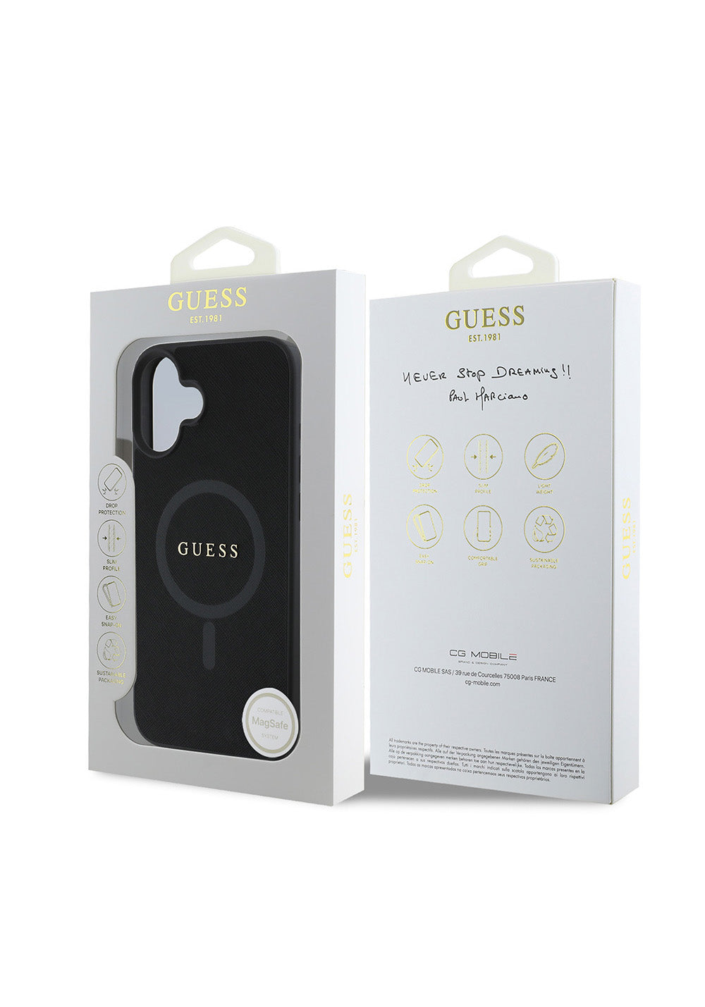 Apple iPhone 16 Plus Kılıf Guess Orijinal Lisanslı Manyetik Şarj Uyumlu Yazı Logolu Saffiano Classic Kapak