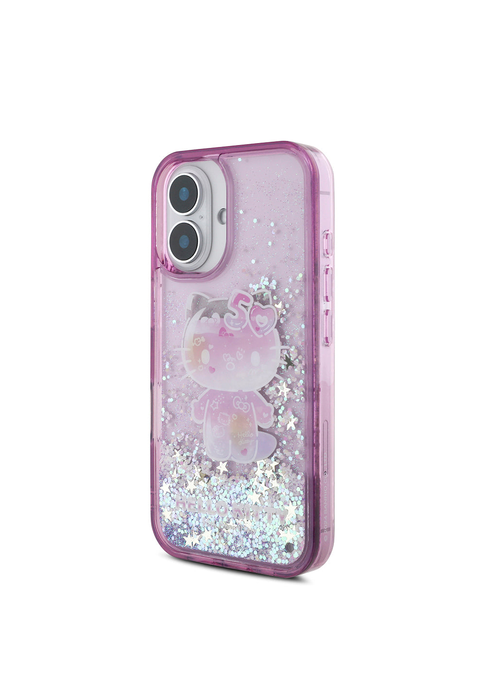Apple iPhone 16 Kılıf Hello Kitty Orijinal Lisanslı Sıvılı Simli 50. Yıldönümü Partisi Kapak
