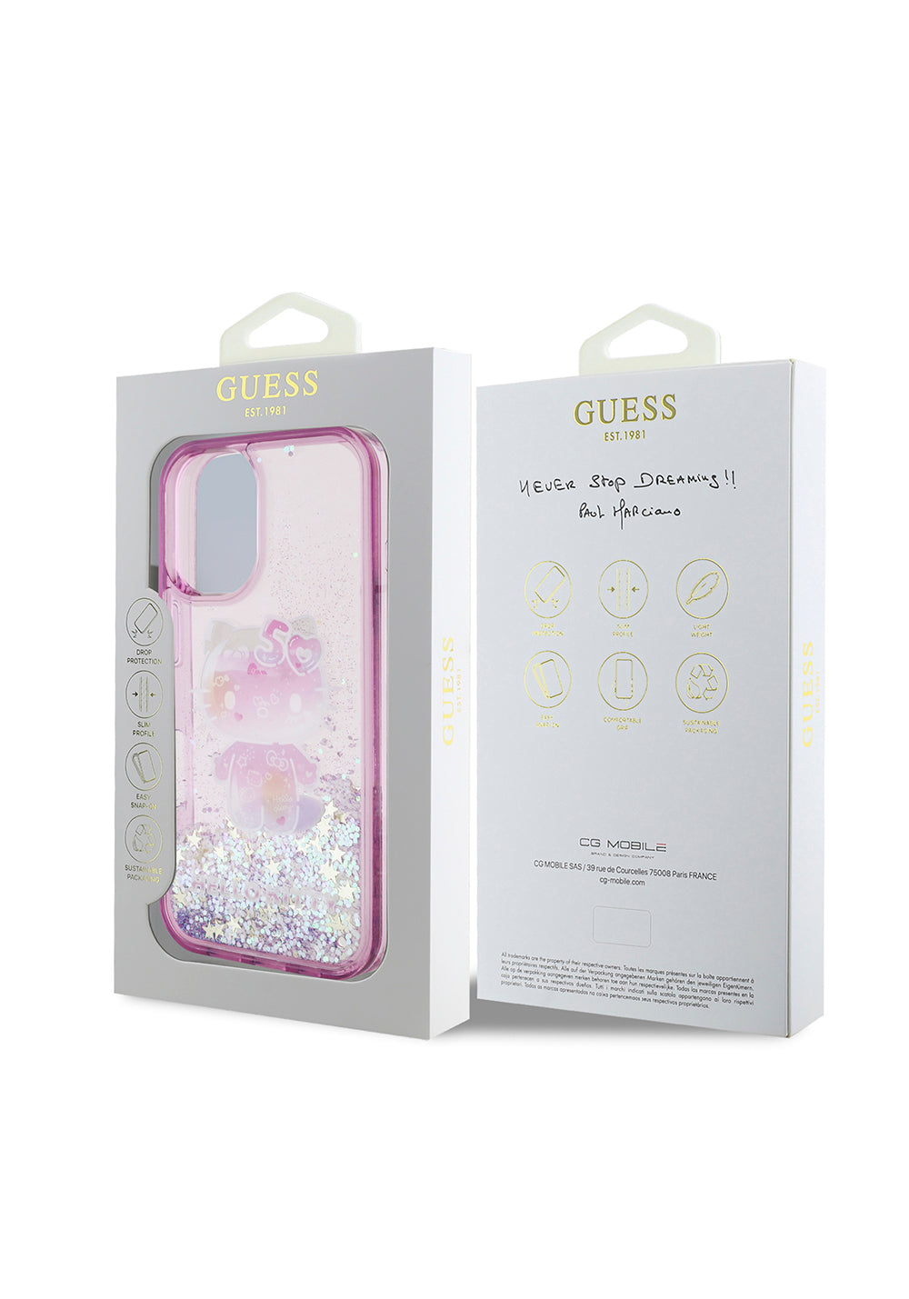 Apple iPhone 16 Kılıf Hello Kitty Orijinal Lisanslı Sıvılı Simli 50. Yıldönümü Partisi Kapak