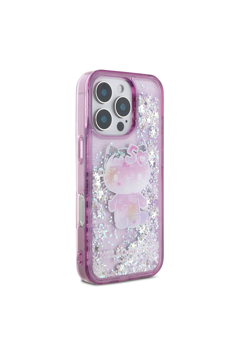 Apple iPhone 16 Pro Max Kılıf Hello Kitty Orijinal Lisanslı Sıvılı Simli 50. Yıldönümü Partisi Kapak