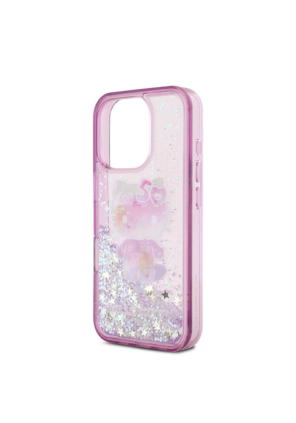 Apple iPhone 16 Pro Max Kılıf Hello Kitty Orijinal Lisanslı Sıvılı Simli 50. Yıldönümü Partisi Kapak