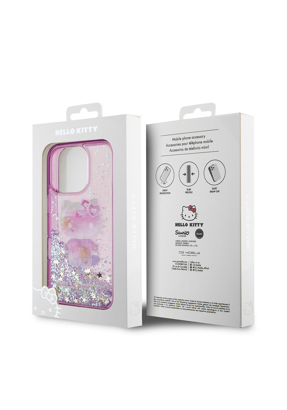 Apple iPhone 16 Pro Max Kılıf Hello Kitty Orijinal Lisanslı Sıvılı Simli 50. Yıldönümü Partisi Kapak